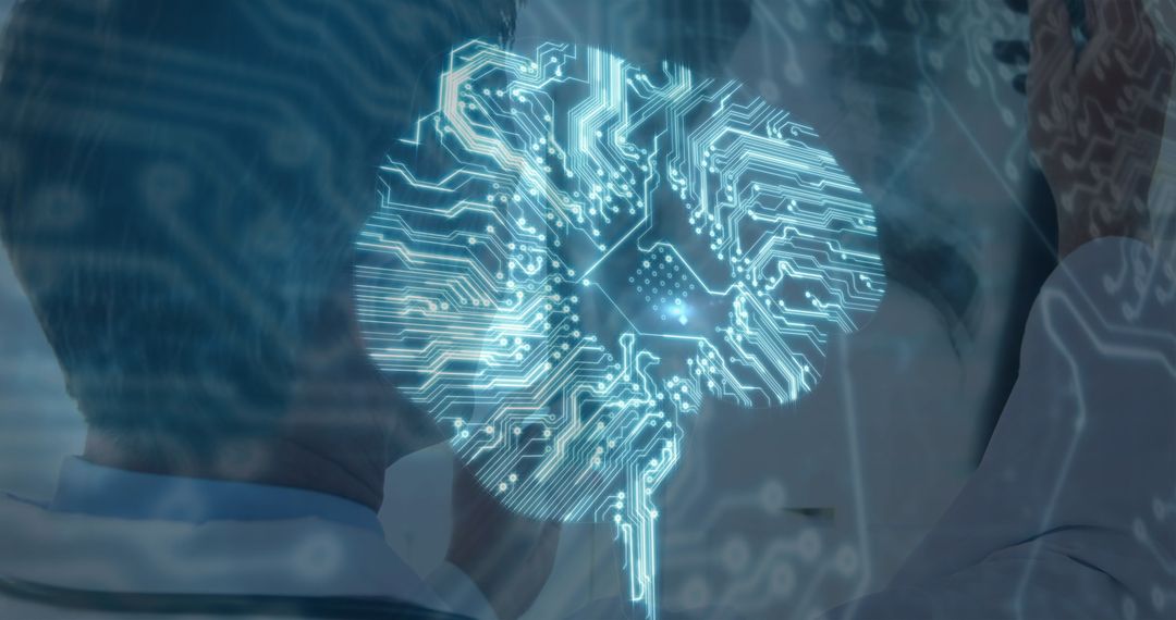 Digital Brain Overlays Doctor Symbolizing AI in Healthcare