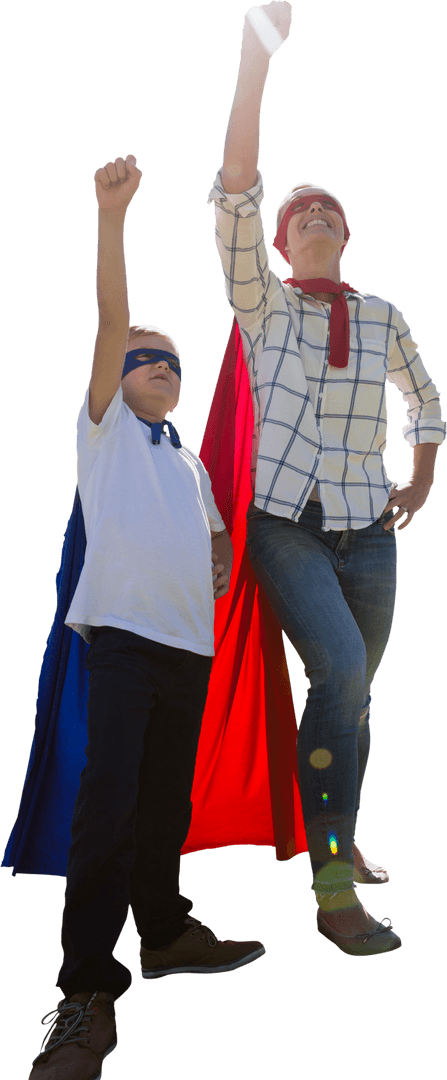 Joyful Family Actively Imagining Transcending Hero Powers