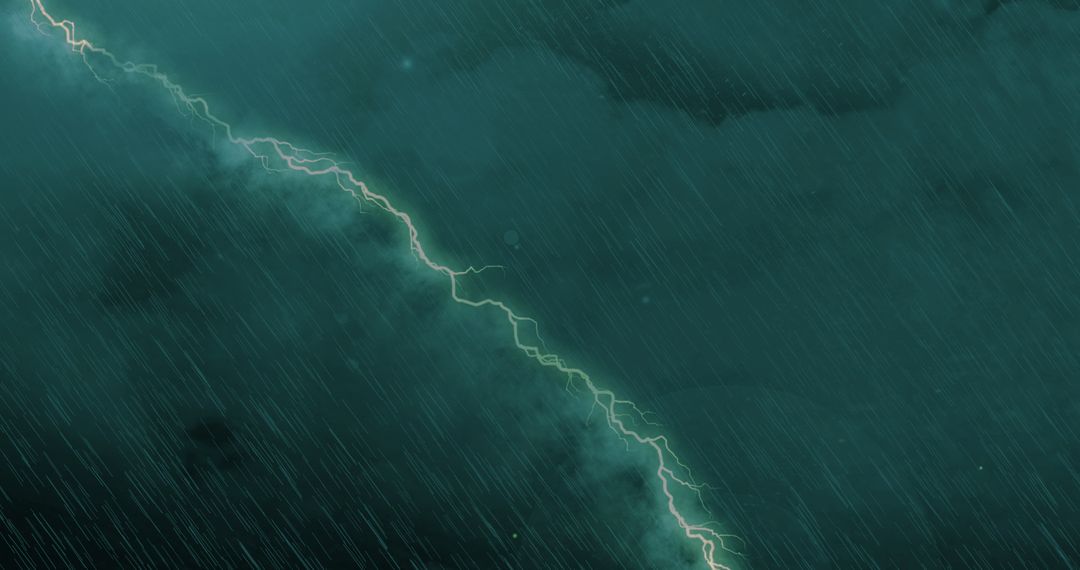 Dynamic Thunderstorm with Striking Lightning in Mysterious Green Sky