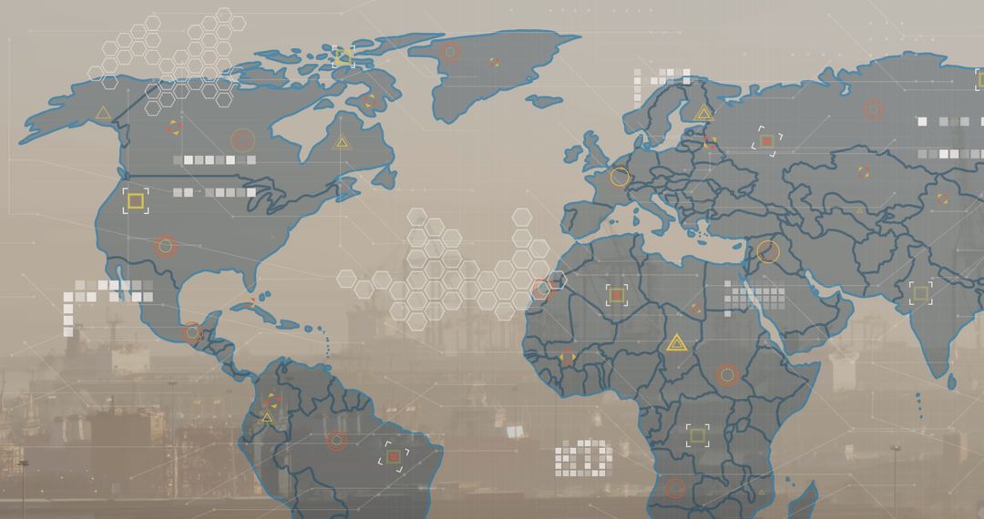 Digital Global Map with Data Interfaces and Urban Background