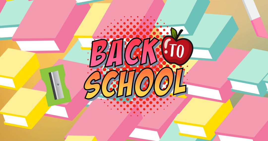 Back to School Retro Comic Style with Books Bouncing