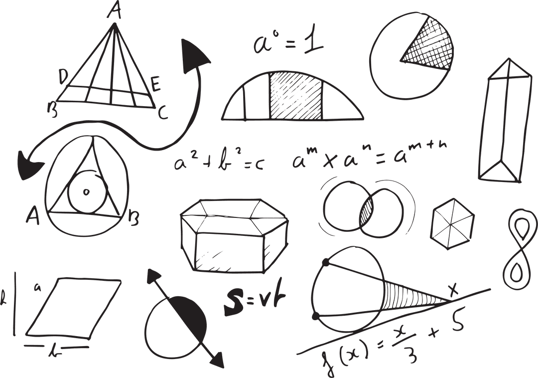 Transparent Geometric Shape Illustrations and Formulas