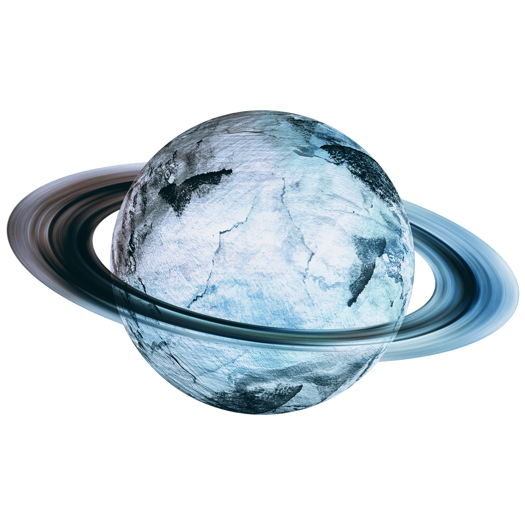 Transparent Background Digital Illustration of Saturn with Rings