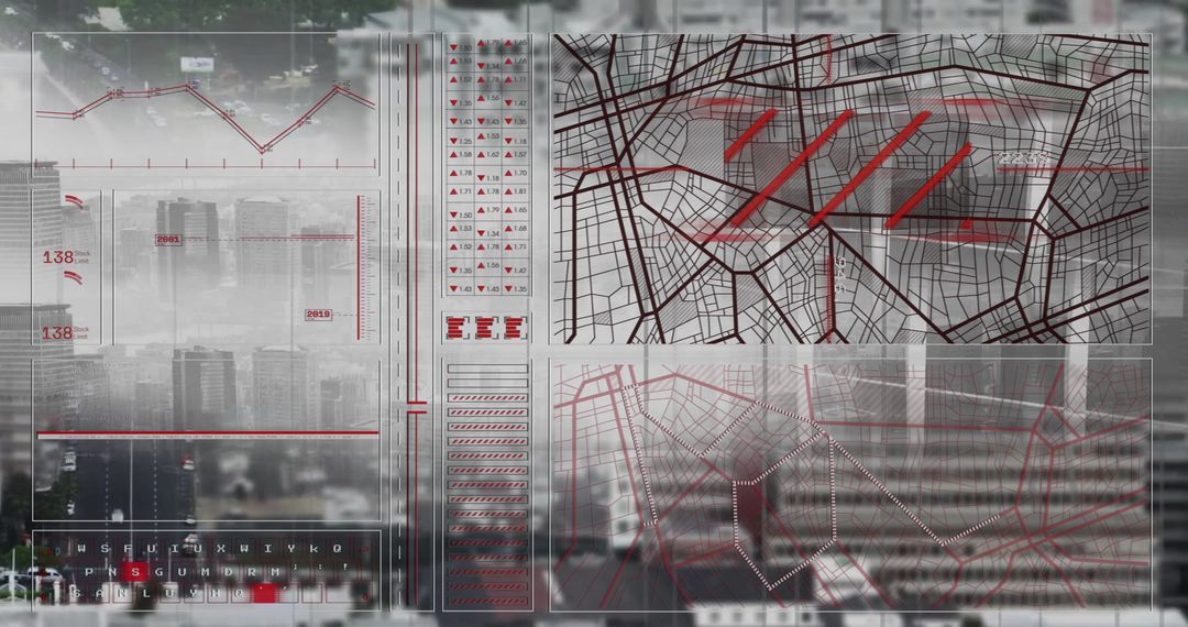 Digital Financial Data with Urban Cityscape Background