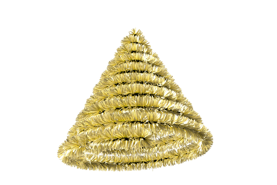 Glittering Tinsel Christmas Tree on Transparent Background