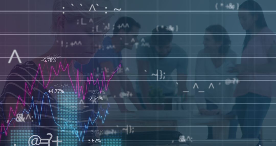 Abstract Financial Data Visualization Over Diverse Business Team