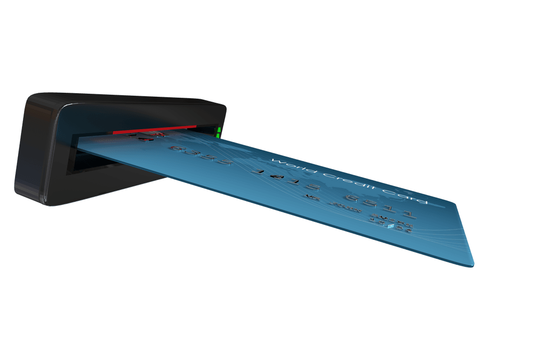 Digital Credit Card with Transaction Slot on Transparent Background