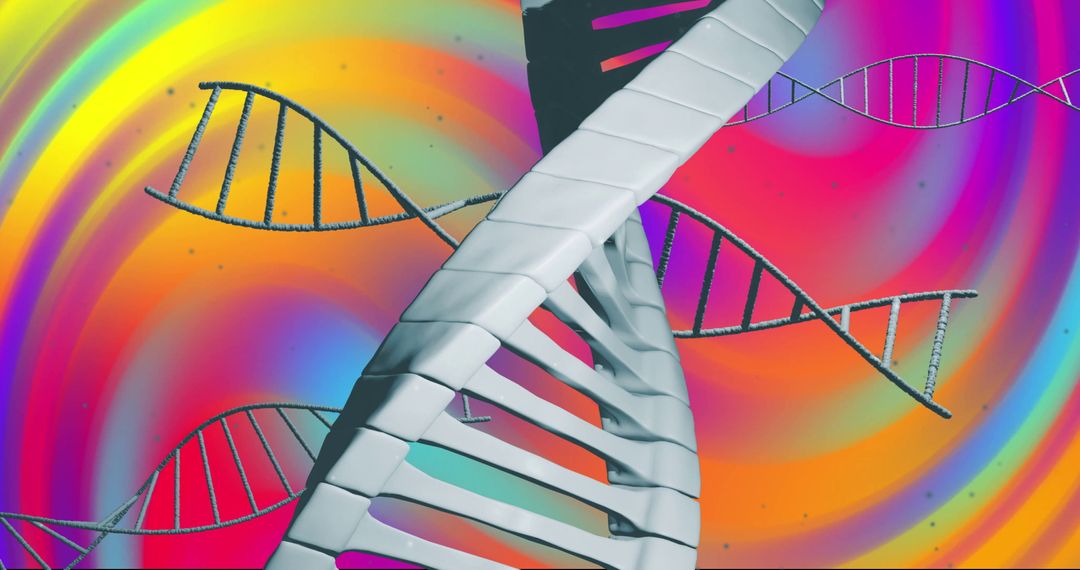 Dynamic DNA Strands with Vibrant Gradient Background