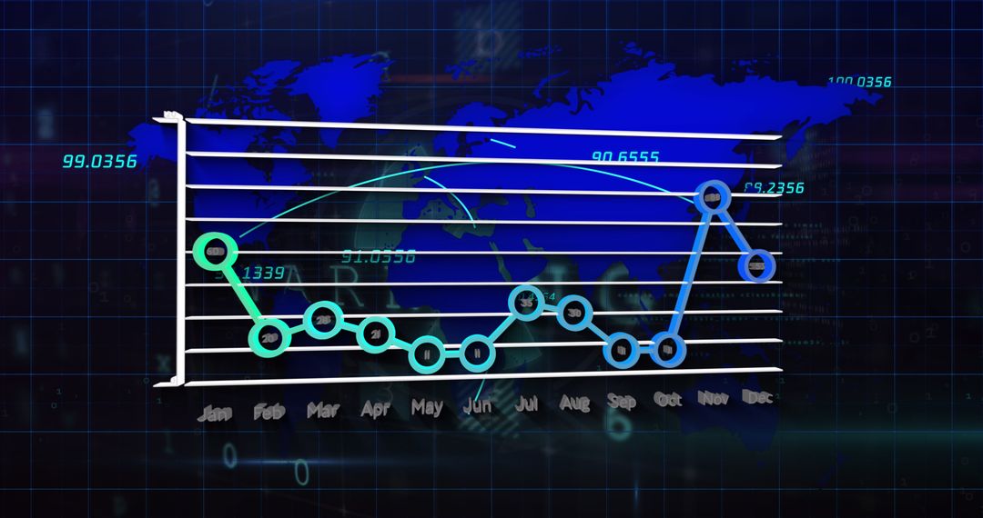 Global Data Processing Over World Map Technology Display