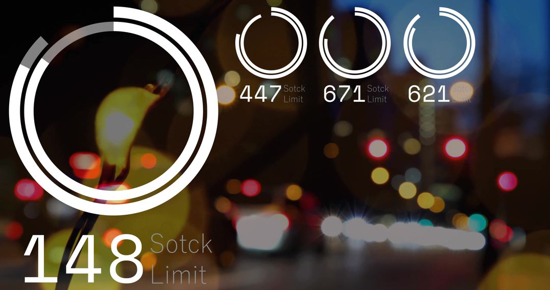 Data Processing Interface Over Cityscape With Colorful Lights