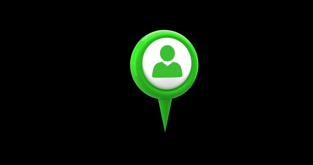 Green Map Pin Profile Icon on Black Background Animated