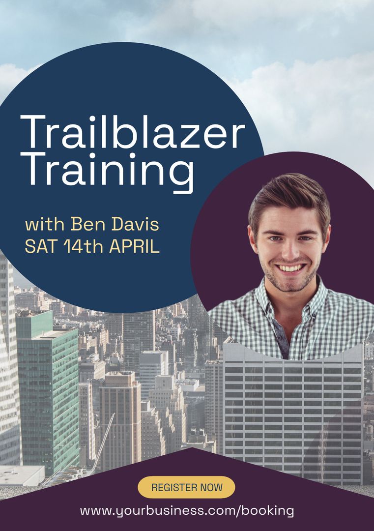 Trailblazer Training Seminar with Inspiring Cityscape Background - Download Free Stock Templates Pikwizard.com