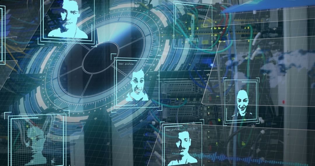 Futuristic Technology Interface with Digital Facial Scanning