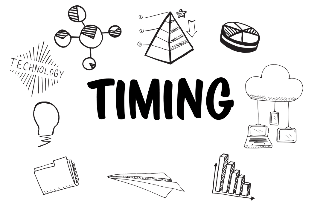 Transparent Digital Timing and Business Icons Collection