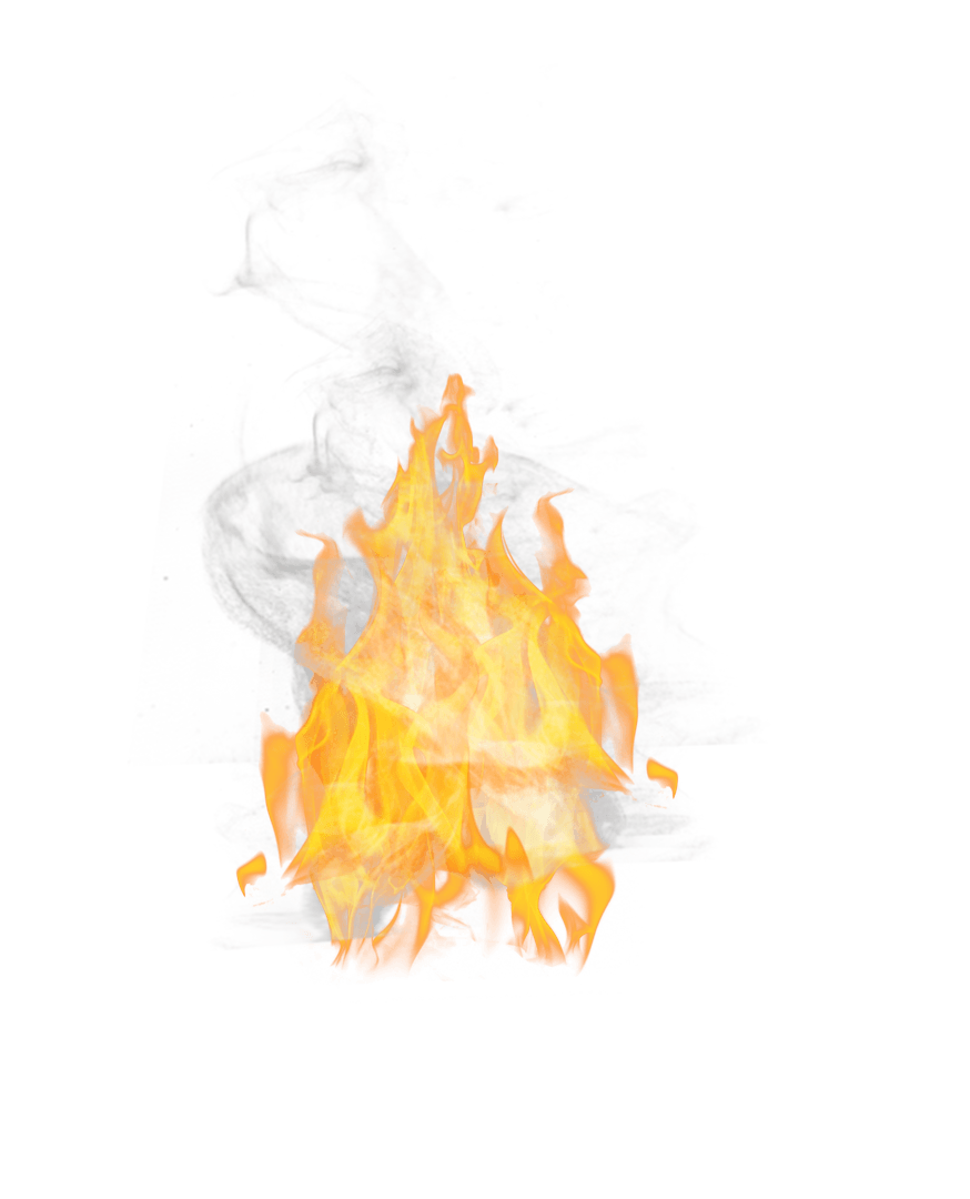 Realistic Yellow Flame on Transparent Background for Versatile Use