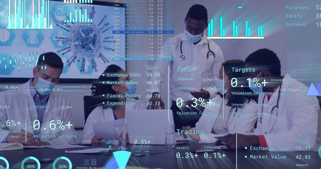 Diverse Healthcare Team Analyzing Data with Virtual Technology