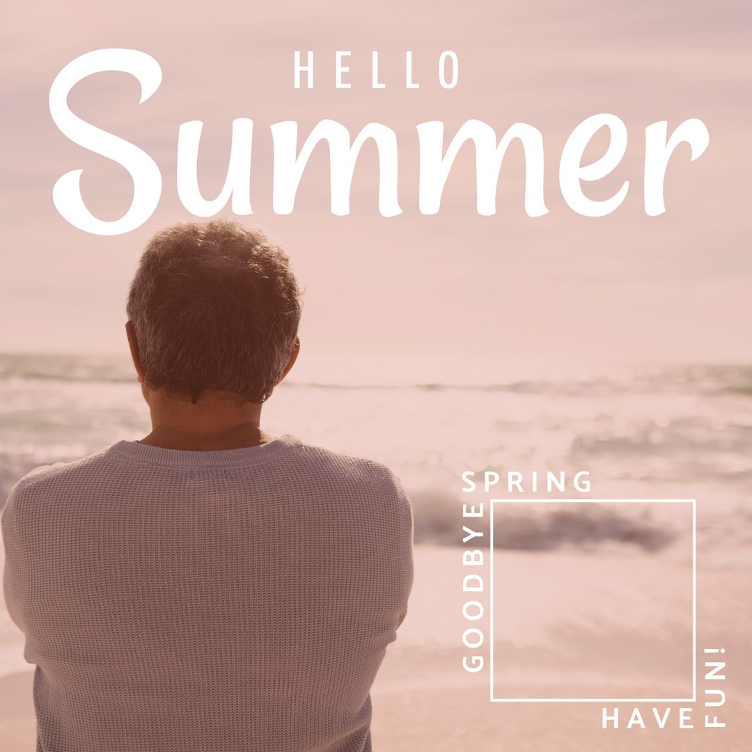 Man Contemplating Ocean Waves in Peaceful Summer Moments