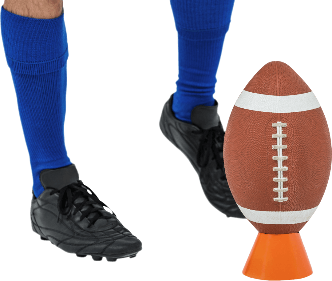 American Football Player Kicking Transparent Ball Pose