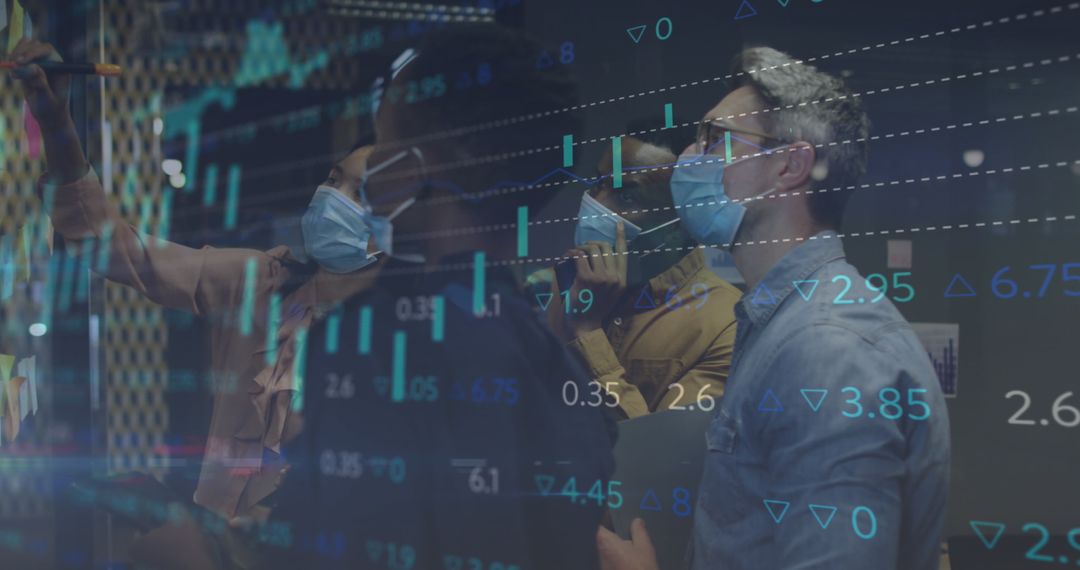 Business Team Analyzing Financial Data Amidst Pandemic