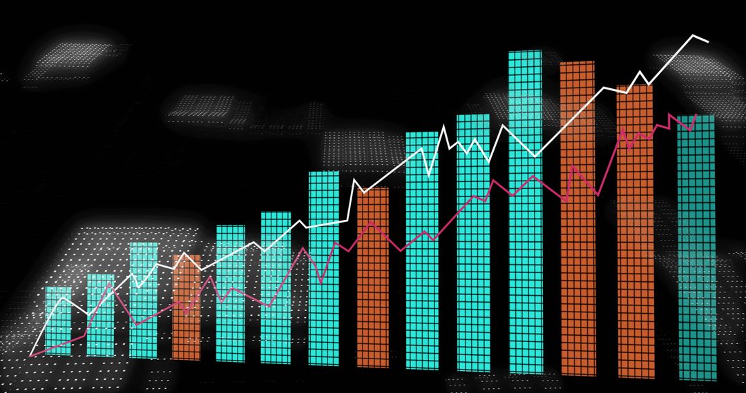 Futuristic Bar Chart Rising in Digital Data Space