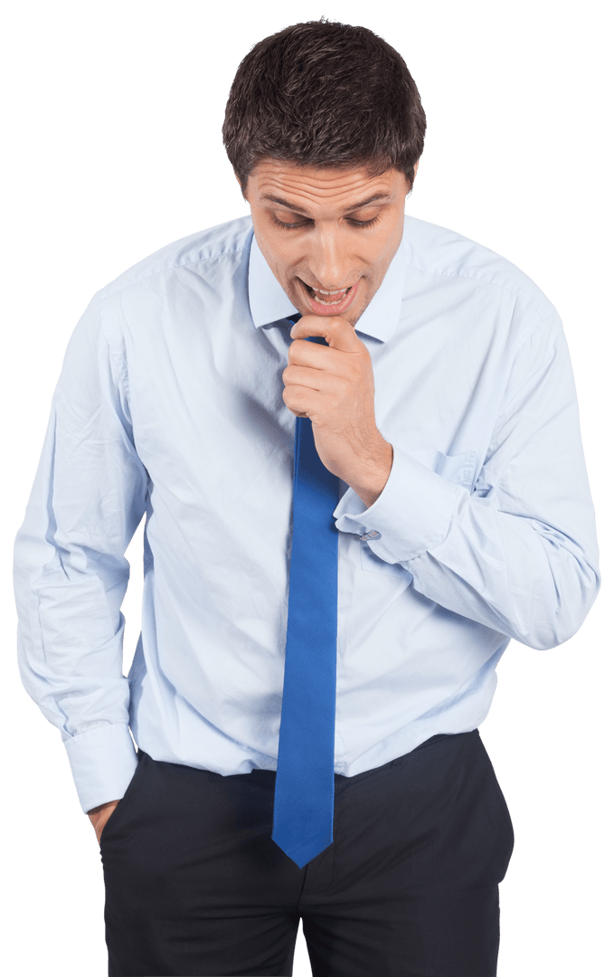 Contemplative Businessman Examining Ideas Transparent Background