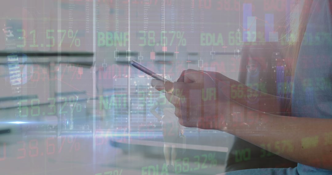 Businesswoman Analyzing Global Data on Smartphone