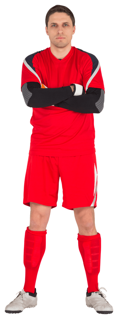 Transparent Soccer Player in Red Uniform Posing with Determination - Download Free Stock Images Pikwizard.com