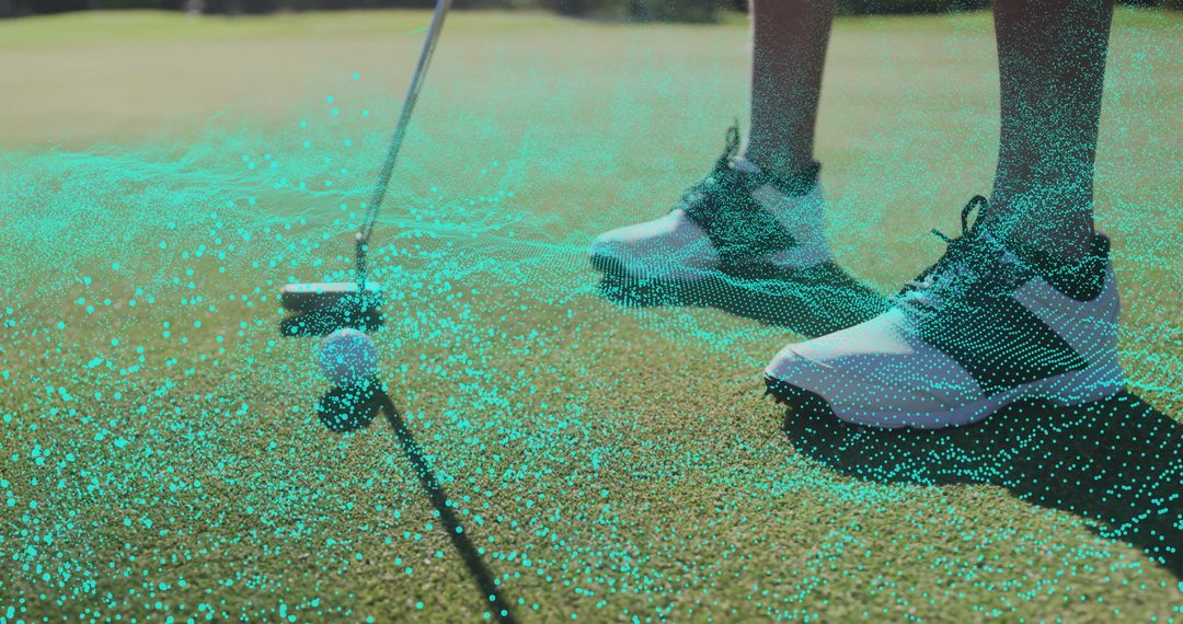 Golfing with Data Overlay Illustrating Sports Technology and Precision