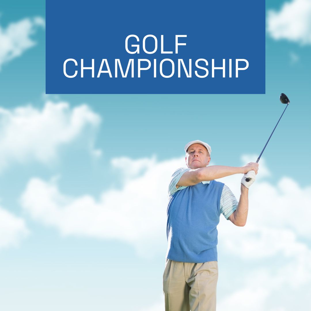 Senior Man Enjoying Golf Championship Against Cloudy Sky - Download Free Stock Templates Pikwizard.com