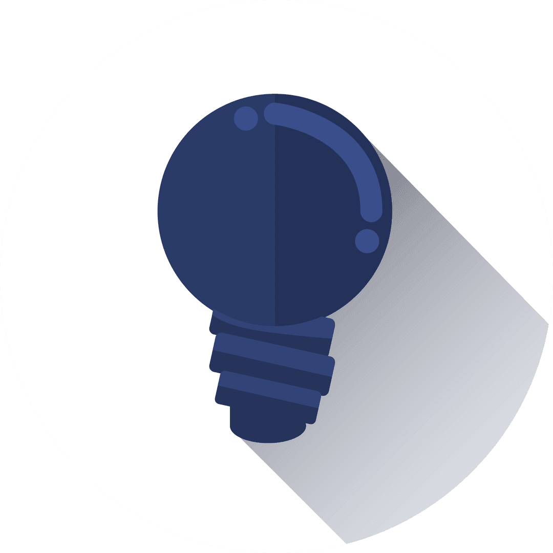 Transparent Graphic of Blue Light Bulb with Shadow Effect