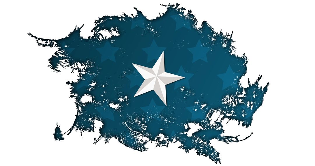 Rotating White Star on Blue Splash Design