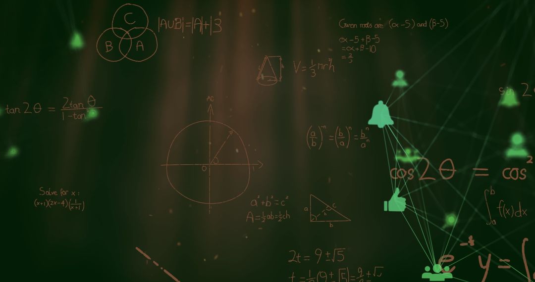 Mathematical Equations and Network Connections on Digital Interface