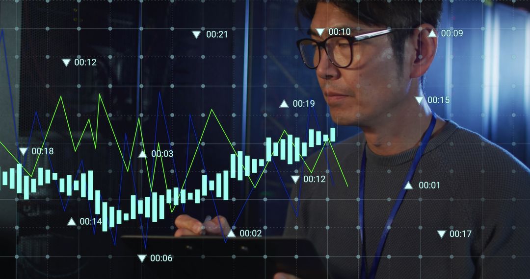 Tech Professional Analyzing Real-Time Data with Tablet