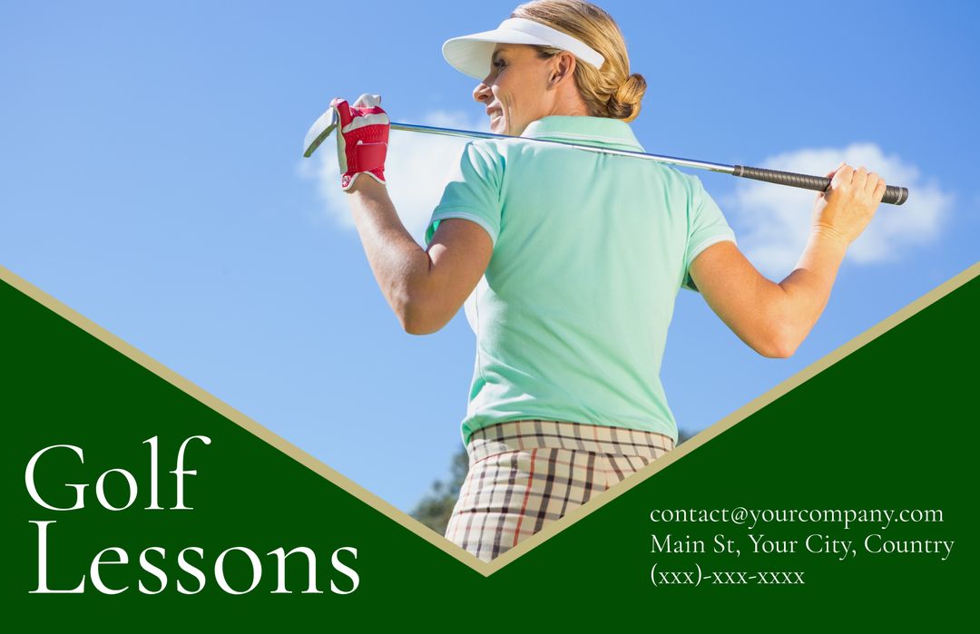 Golf Lessons Promotional Graphic Featuring Athlete Swing