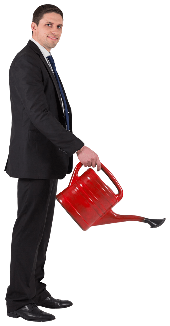 Businessman Holding Red Watering Can Transparent Background