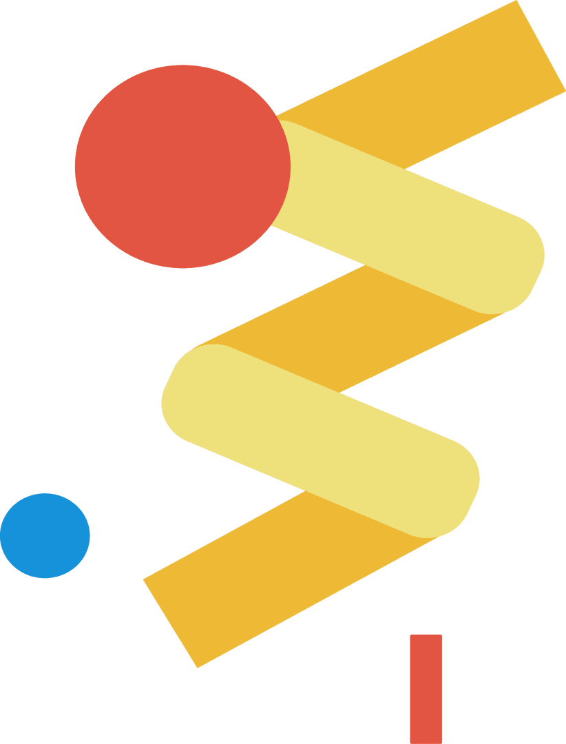 Colorful Abstract Shapes with Zigzag Ribbon and Transparent Background