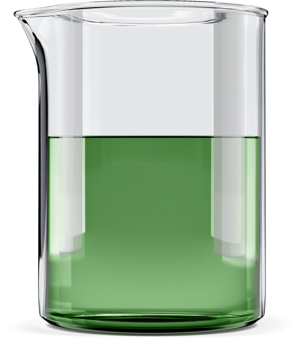 Transparent Glass Beaker with Green Chemical Solution