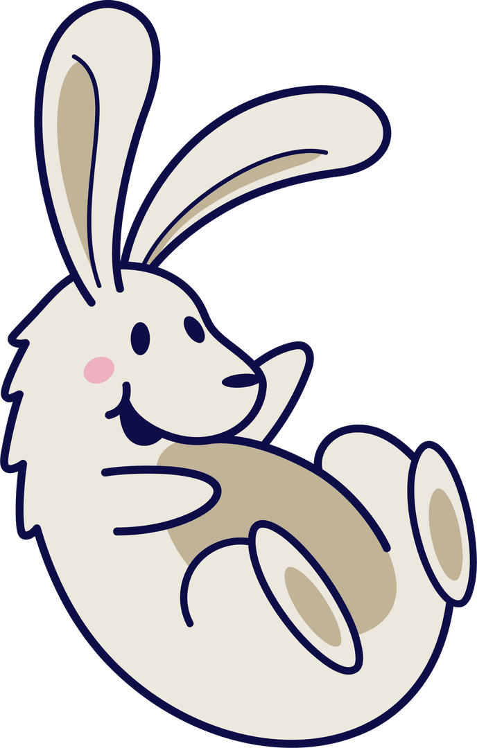 Cheerful Stylized Rabbit with Beige Patches on Transparent Background