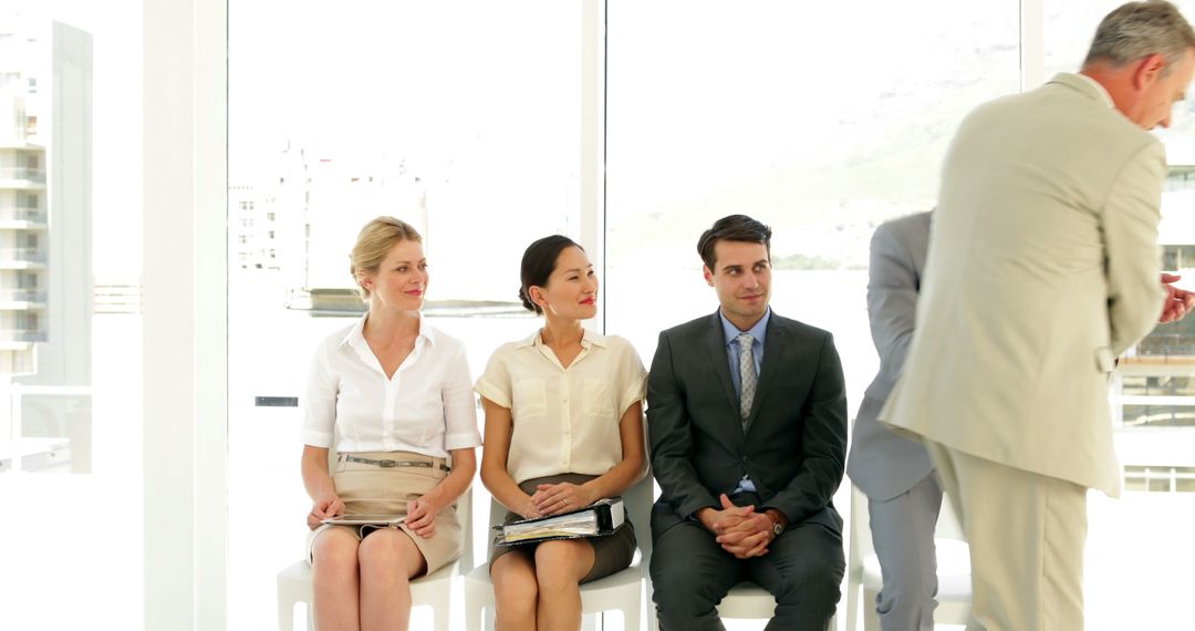 Candidates Awaiting Job Interview in Modern Office