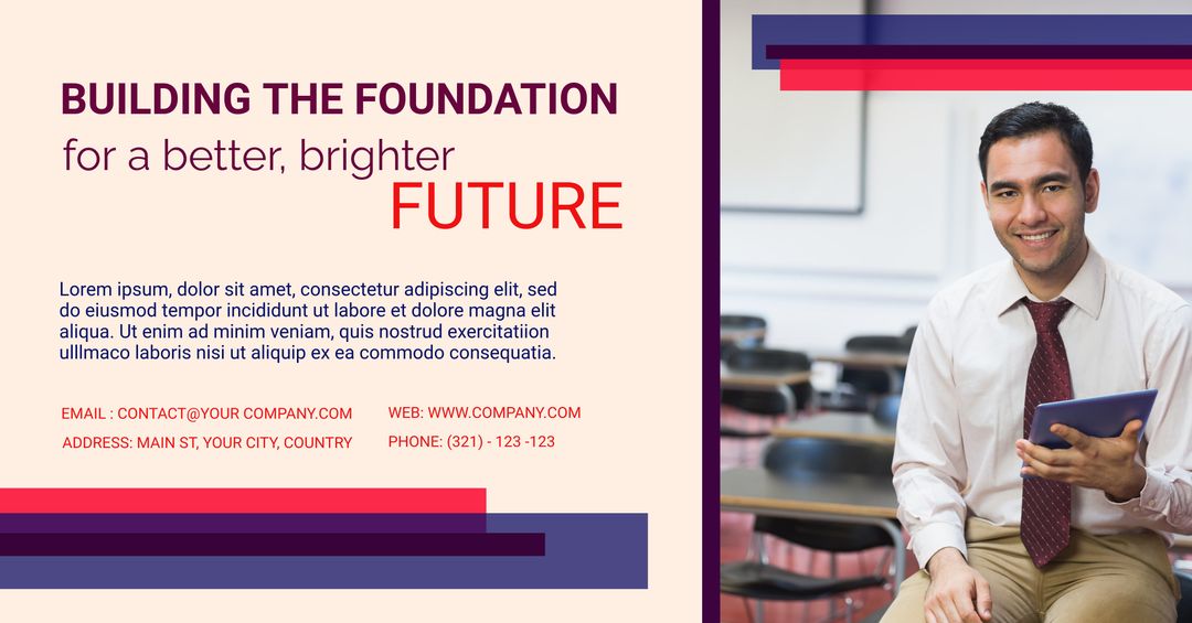 Confident Businessman Promoting Educational Development Services