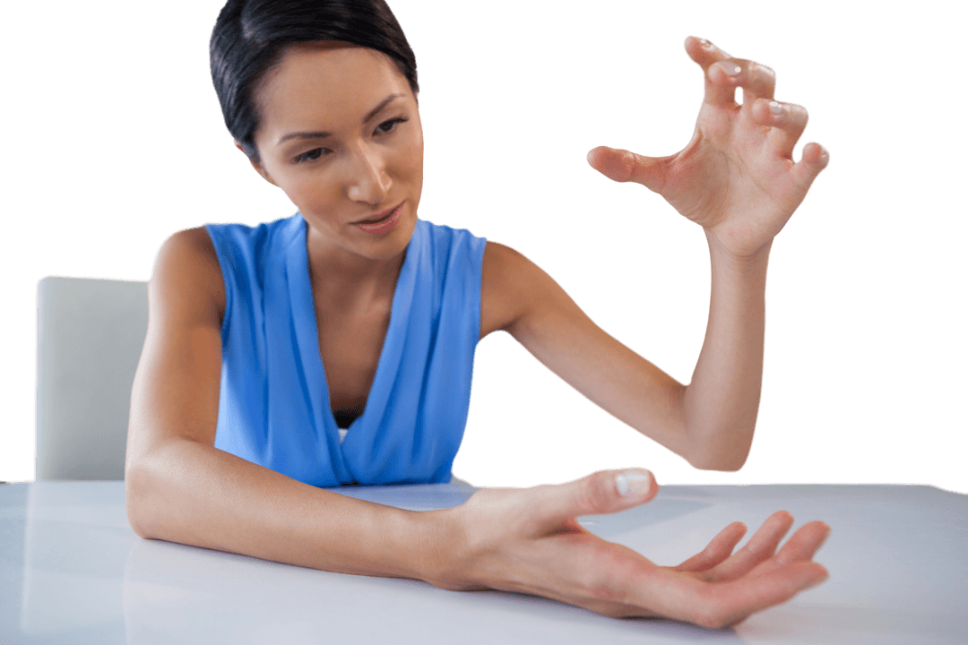 Transparent Creativity Concept Design by Businesswoman in Blue