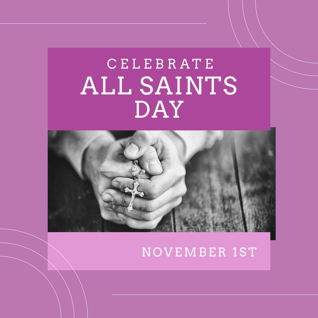 All Saints Day Rosary Hands Card Design