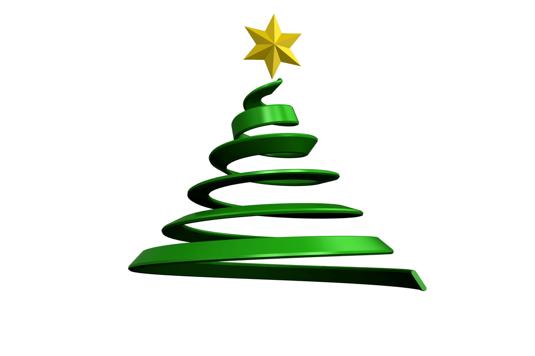 Elegant Christmas Tree in Ribbon Style on Transparent Background