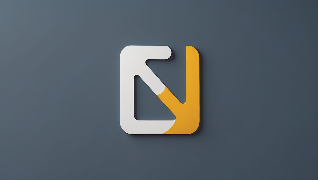 Modern Floating 3D Arrow Logo with White and Yellow Segments
