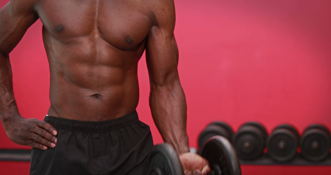 Muscular Man Lifting Dumbbell in Gym - Free Images, Stock Photos and Pictures on Pikwizard.com