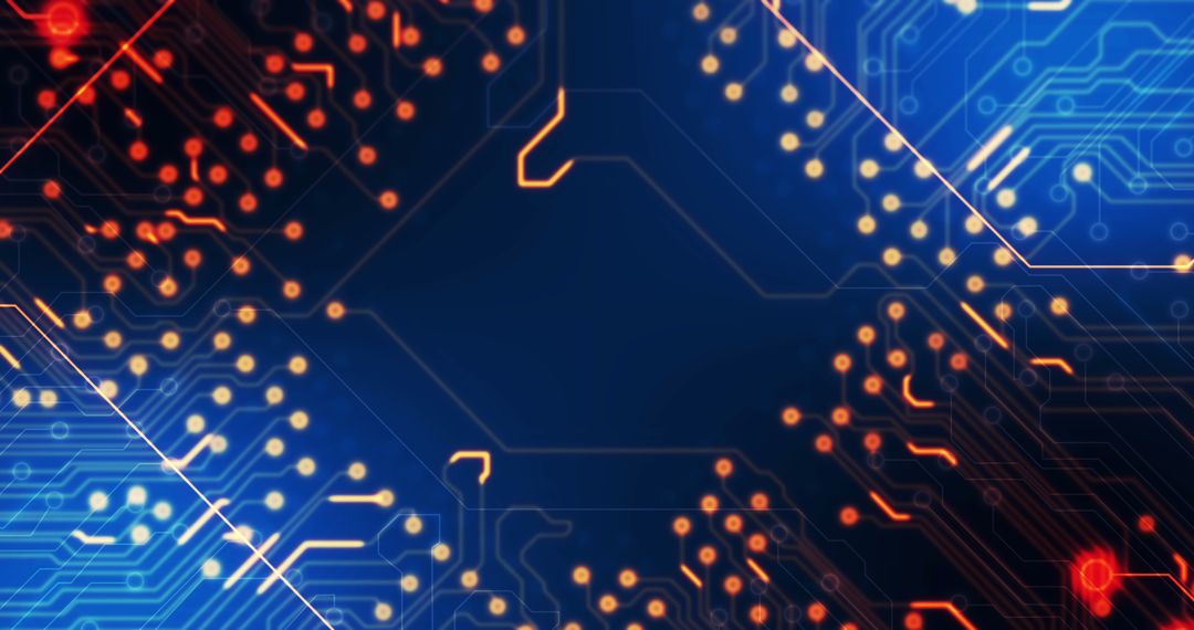 Futuristic Circuit Board on Black Background