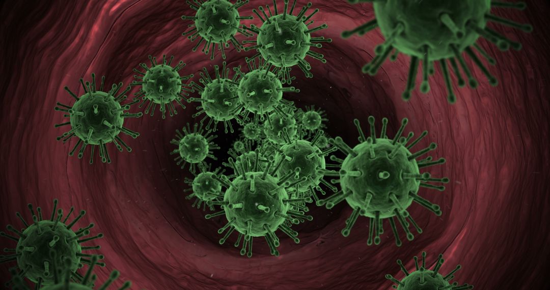 Microscopic View of Green Viruses Inside Human Bloodstream - Free Images, Stock Photos and Pictures on Pikwizard.com