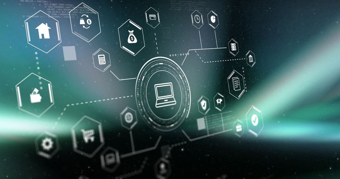 Digital Business Concept with Network of Data Processing Icons