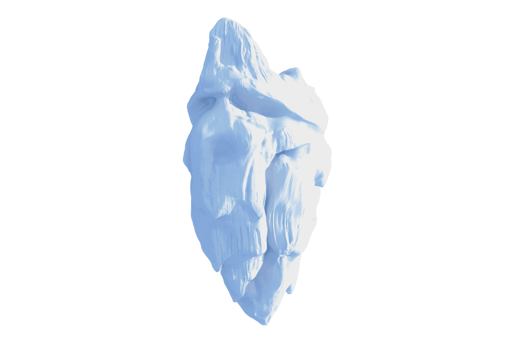 Transparent Close-Up of Blue Rock Formation Against Clear Background