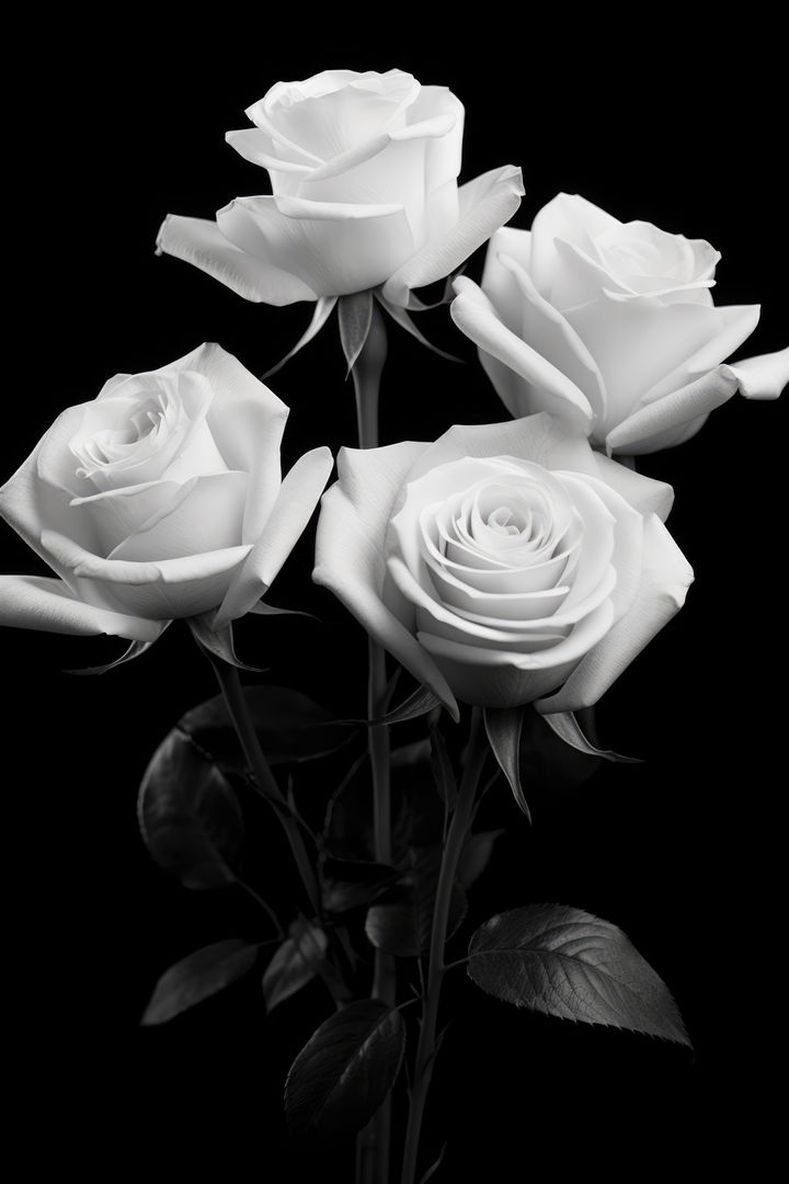 Elegant White Roses on Black Background - Free Images, Stock Photos and Pictures on Pikwizard.com